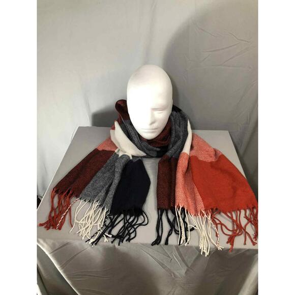 Multicolored Block Striped Plaid Soft Winter Wrap Style Acrylic Scarf - Picture 3 of 3